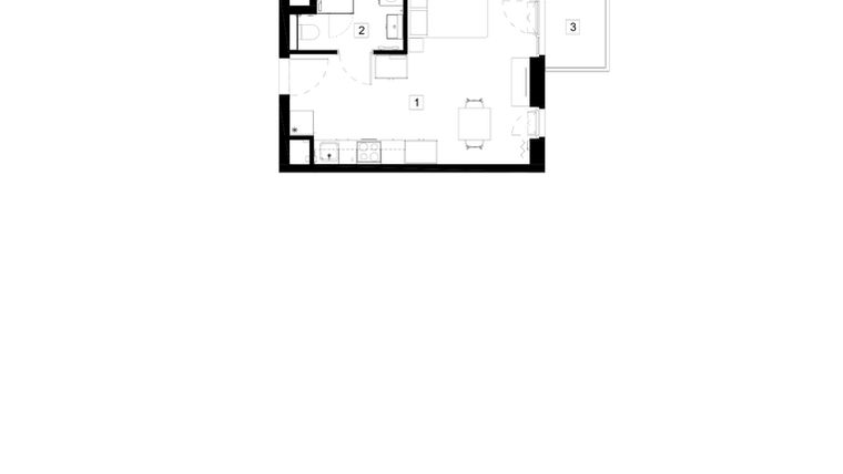 Rzut - Mieszkanie na sprzedaż 1 pokój o powierzchni 26,02 m² - numer M067 w Oh! Praga