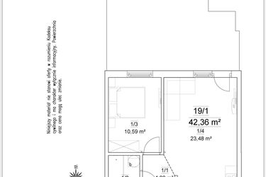 Rzut - Mieszkanie na sprzedaż 2 pokoje o powierzchni 42,36 m² - numer 19/1 w Osiedle Versus etap II