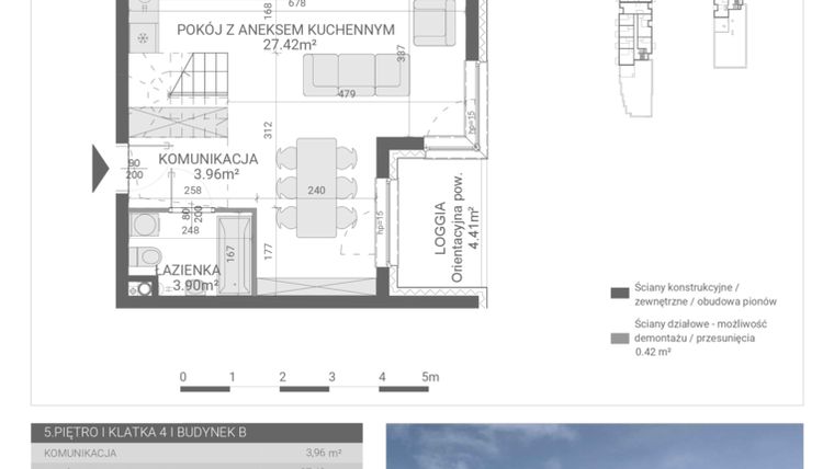Rzut - Mieszkanie na sprzedaż 1 pokój o powierzchni 62,56 m² - numer 146. w Osiedle Parkowa etap B