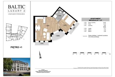 Rzut - Mieszkanie na sprzedaż 2 pokoje o powierzchni 55,66 m² - numer 1.07 w Baltic Luxury 2