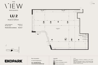 Rzut - Lokal użytkowy na sprzedaż 2 pokoje o powierzchni 311,4 m² - numer LU2 w The View