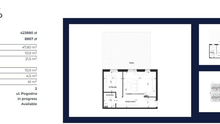 Rzut - Mieszkanie na sprzedaż 2 pokoje o powierzchni 47,8 m² - numer 5C - 1D w Zielona Lutynia