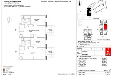 Rzut - Mieszkanie na sprzedaż 4 pokoje o powierzchni 66,01 m² - numer 20 w RZ21