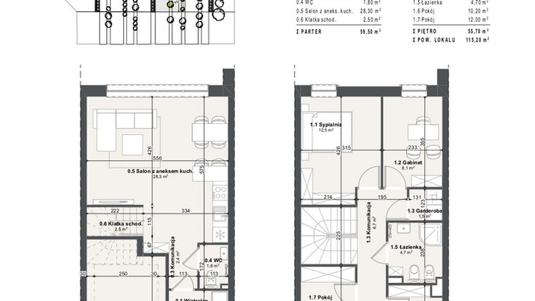 Rzut - Dom na sprzedaż 5 pokoi o powierzchni 115,2 m² - numer 2a w Domy na Przylesiu etap II