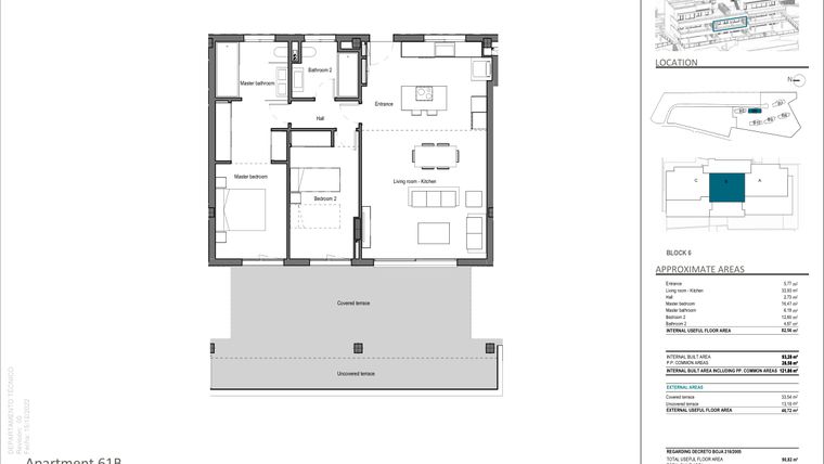 Rzut - Mieszkanie na sprzedaż 2 pokoje o powierzchni 82,56 m² - numer 61B w Quintessence - Marbella