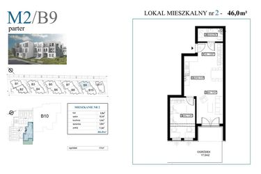 Rzut - Mieszkanie na sprzedaż 2 pokoje o powierzchni 46 m² - numer B9M2 w Przystań Rumia