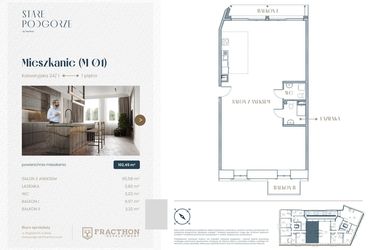 Rzut - Mieszkanie na sprzedaż 1 pokój o powierzchni 67,37 m² - numer M.1 w Stare Podgórze