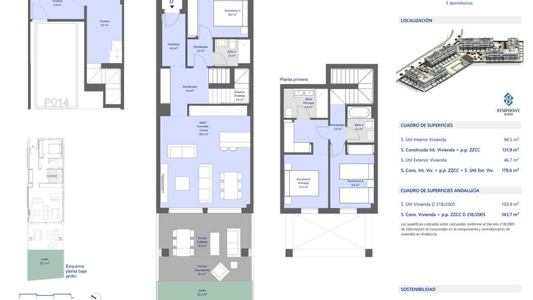 Rzut - Mieszkanie na sprzedaż 3 pokoje o powierzchni 131 m² - numer 110D w Symphony Suites
