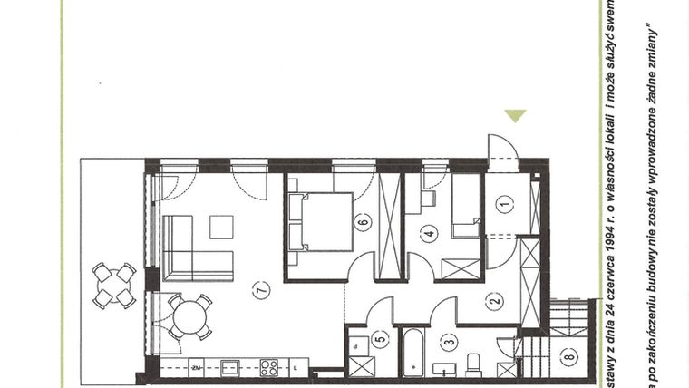Rzut - Mieszkanie na sprzedaż 3 pokoje o powierzchni 70,78 m² - numer 9_1 w Apartamenty Sielanka