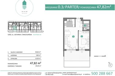 Rzut - Mieszkanie na sprzedaż 2 pokoje o powierzchni 47,82 m² - numer 04.0.3 w Port Jastarnia bud. 01, 04