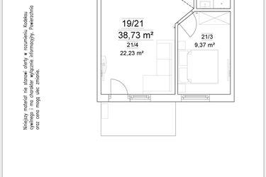 Rzut - Mieszkanie na sprzedaż 2 pokoje o powierzchni 38,73 m² - numer 19/21 w Osiedle Versus etap II