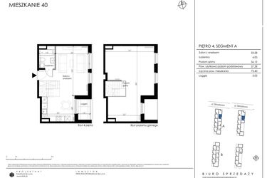 Rzut - Mieszkanie na sprzedaż 3 pokoje o powierzchni 73,4 m² - numer A40 w Apartamenty Składowa