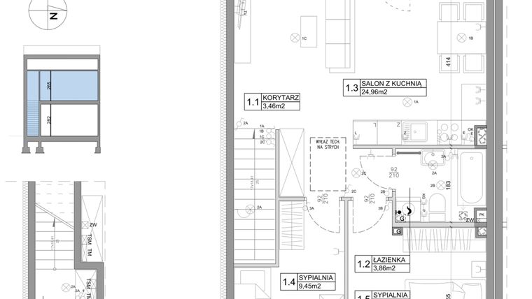 Rzut - Mieszkanie na sprzedaż 3 pokoje o powierzchni 61,95 m² - numer 64 w Boska Ksawerowska IV