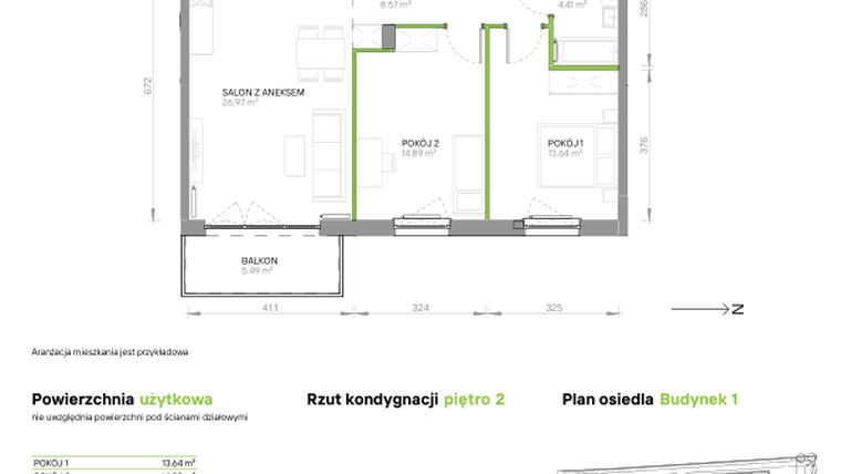 Rzut - Mieszkanie na sprzedaż 3 pokoje o powierzchni 68,48 m² - numer III.2/1/17 w Via Flora