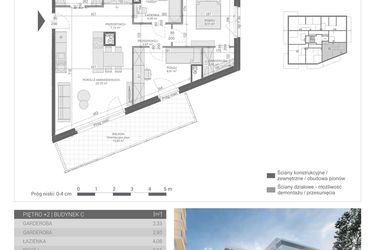 Rzut - Mieszkanie na sprzedaż 3 pokoje o powierzchni 57,75 m² - numer 18 w Unikat Apartamenty C