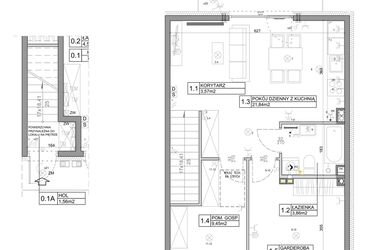 Rzut - Mieszkanie na sprzedaż 3 pokoje o powierzchni 58,82 m² - numer 22 w Manufaktura Marki 2