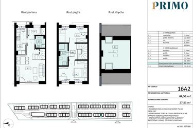 Rzut - Mieszkanie na sprzedaż 4 pokoje o powierzchni 64,55 m² - numer 16A2 w Osiedle Primo
