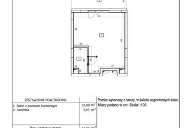 Rzut - Mieszkanie na sprzedaż 1 pokój o powierzchni 34,97 m² - numer 103 w Aquamarina Dąbki
