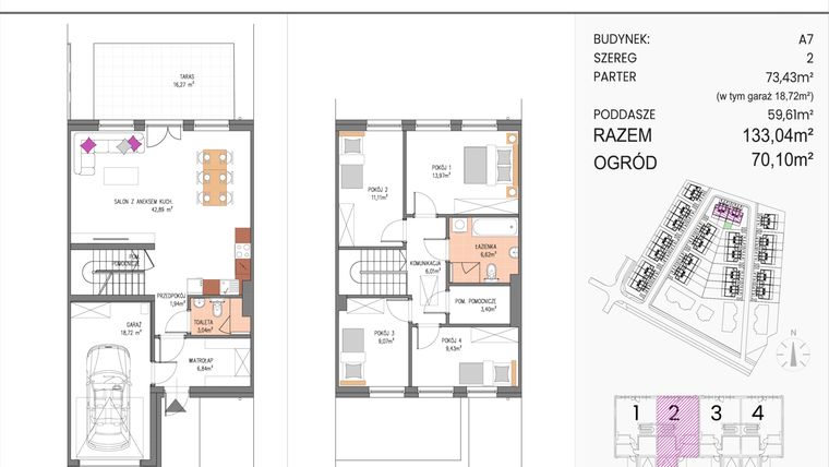 Rzut - Dom na sprzedaż 5 pokoi o powierzchni 133,04 m² - numer A7/2 w ATOM Park