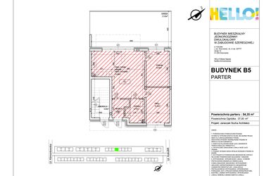 Rzut - Mieszkanie na sprzedaż 3 pokoje o powierzchni 54,35 m² - numer B5.1 w HELLO! KUKUŁKI bud. B