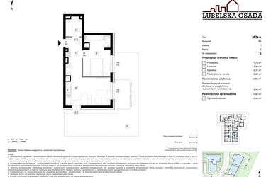 Rzut - Mieszkanie na sprzedaż 2 pokoje o powierzchni 41,85 m² - numer B5.6 w Lubelska Osada budynek B5