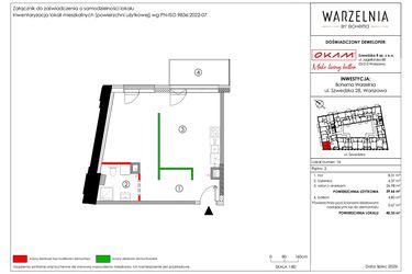Rzut - Mieszkanie na sprzedaż 2 pokoje o powierzchni 39,66 m² - numer M016 w Warzelnia by Bohema