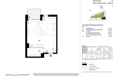 Rzut - Mieszkanie na sprzedaż 1 pokój o powierzchni 48,76 m² - numer A.5.9 w Kozielska Park