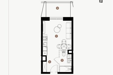 Rzut - Mieszkanie na sprzedaż 1 pokój o powierzchni 25,65 m² - numer 5.19 w WIMA APARTMENTS