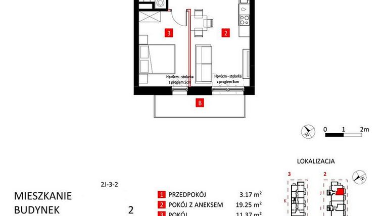 Rzut - Mieszkanie na sprzedaż 2 pokoje o powierzchni 38,01 m² - numer AJ_17/10 w Apartamenty Jeździecka