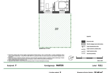 Rzut - Mieszkanie na sprzedaż 2 pokoje o powierzchni 32,4 m² - numer F.0.1 w Nowy Świat Ostoja etap II - EFG
