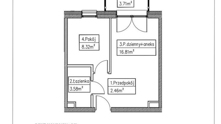 Rzut - Mieszkanie na sprzedaż 2 pokoje o powierzchni 31,17 m² - numer 11 w Działkowa 68