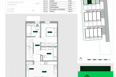 Rzut - Mieszkanie na sprzedaż 4 pokoje o powierzchni 86,2 m² - numer C2 w Zielona Krzyszkowicka