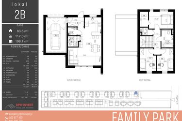 Rzut - Dom na sprzedaż 4 pokoje o powierzchni 107,5 m² - numer 2B w Family Park Ksawerów IV