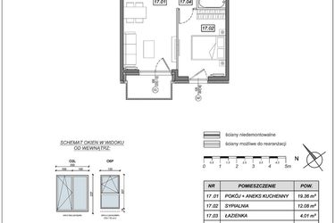 Rzut - Mieszkanie na sprzedaż 2 pokoje o powierzchni 39,12 m² - numer 10.B.17 w Nowe Południe bud. 10