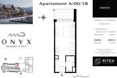 Rzut - Mieszkanie na sprzedaż 1 pokój o powierzchni 30,01 m² - numer NR 0.A18 w Onyx Resort & Spa