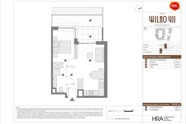 Rzut - Mieszkanie na sprzedaż 2 pokoje o powierzchni 35,4 m² - numer C.58 w Osiedle Wilno VII etap 3