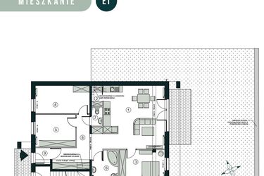 Rzut - Mieszkanie na sprzedaż 4 pokoje o powierzchni 95,21 m² - numer E1 w Aleja Wiśniowa Pogórze