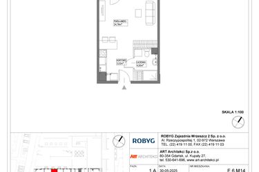 Rzut - Mieszkanie na sprzedaż 1 pokój o powierzchni 31,81 m² - numer E.6M14 w Nowa Wałowa bud. E