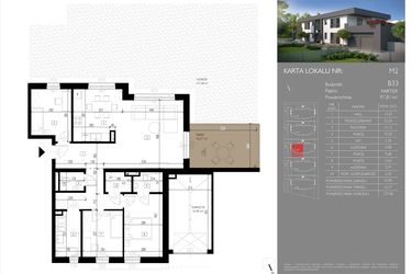 Rzut - Mieszkanie na sprzedaż 4 pokoje o powierzchni 97,81 m² - numer B33.M2 w Leśna Polana