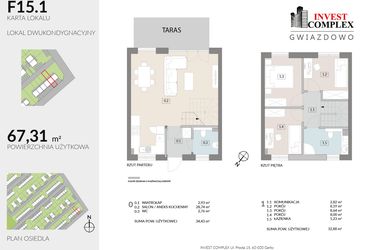 Rzut - Dom na sprzedaż 4 pokoje o powierzchni 67,31 m² - numer F15.1 w Osiedle Gwiazdowo etap 12