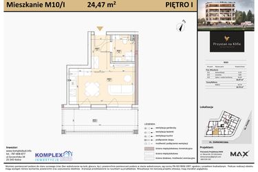 Rzut - Mieszkanie na sprzedaż 1 pokój o powierzchni 24,41 m² - numer M10 w Przystań na Klifie
