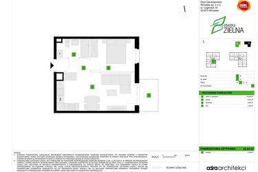 Rzut - Mieszkanie na sprzedaż 2 pokoje o powierzchni 35,53 m² - numer A6 w Osiedle Zielna IV faza 2