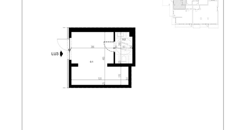 Rzut - Lokal użytkowy na sprzedaż 1 pokój o powierzchni 24,84 m² - numer LU3 w Trybuny Ludów 3