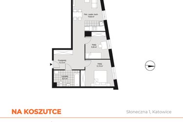 Rzut - Mieszkanie na sprzedaż 3 pokoje o powierzchni 61,33 m² - numer C15 w Na Koszutce