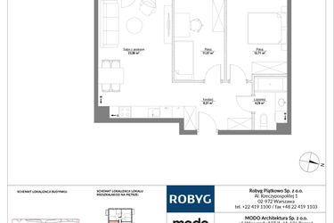 Rzut - Mieszkanie na sprzedaż 3 pokoje o powierzchni 60,14 m² - numer E.1M20 w Początek Piątkowo bud. E