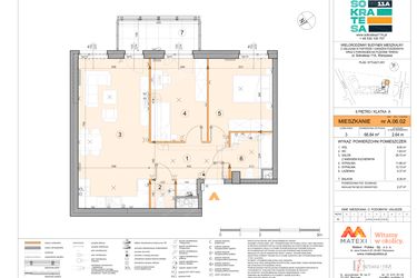 Rzut - Mieszkanie na sprzedaż 3 pokoje o powierzchni 66,84 m² - numer A.06.02 w Sokratesa 11a