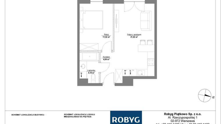 Rzut - Mieszkanie na sprzedaż 2 pokoje o powierzchni 40,76 m² - numer 0M10 w Początek Piątkowo bud. F