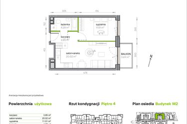 Rzut - Mieszkanie na sprzedaż 2 pokoje o powierzchni 39,16 m² - numer M2/1/4/42 w Przy Parku Vita
