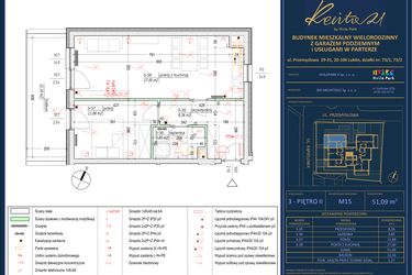 Rzut - Mieszkanie na sprzedaż 2 pokoje o powierzchni 51,09 m² - numer 15 w Revita 21 by Hvile Park