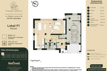 Rzut - Dom na sprzedaż 5 pokoi o powierzchni 175,47 m² - numer F1 w Aleja Ptaków Leśnych